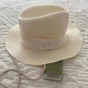 Brand New Gucci Straw Fedora Hat w/Tags